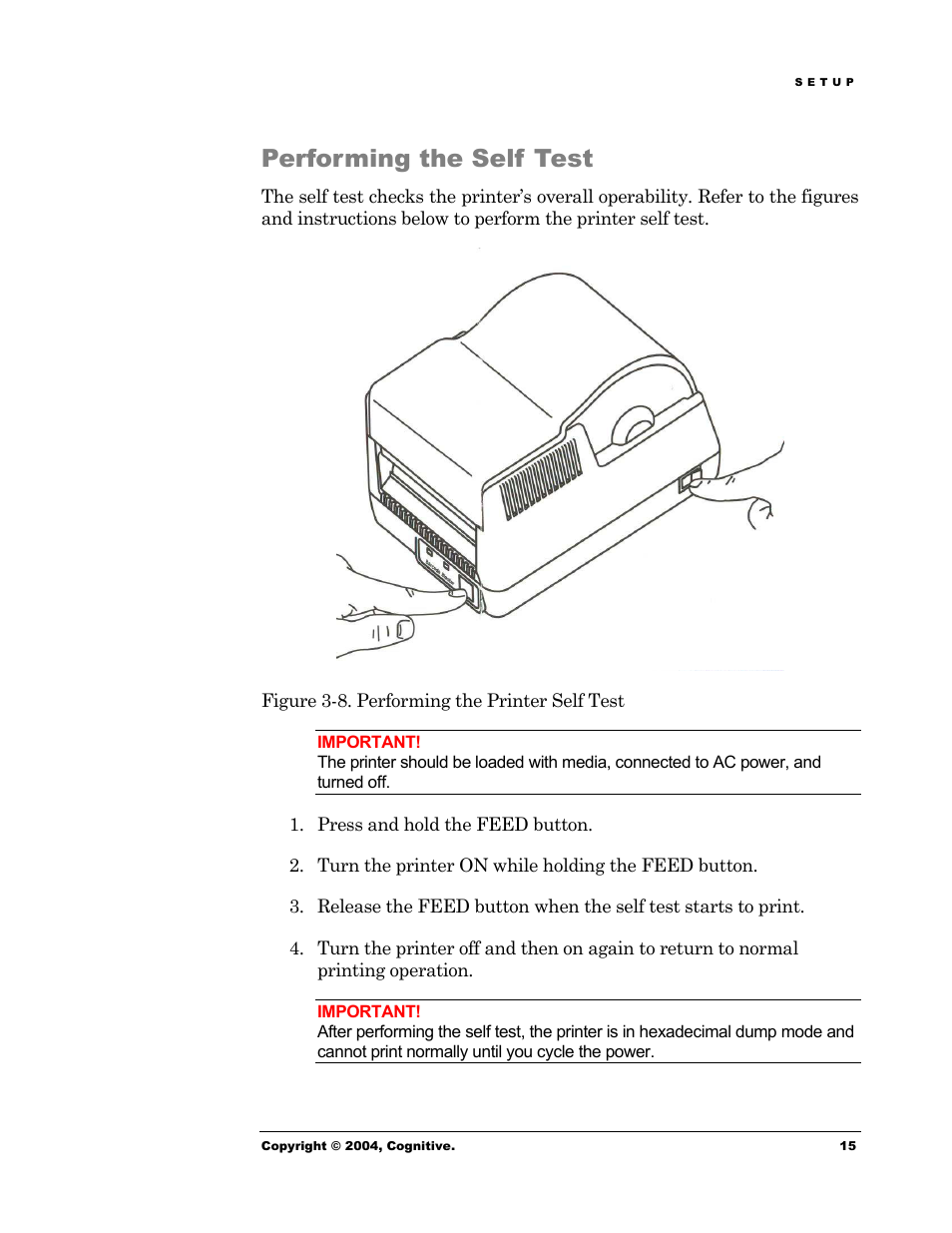 Performing the self test | Cognitive Solutions Advantage RFID Thermal Printer User Manual | Page 20 / 80