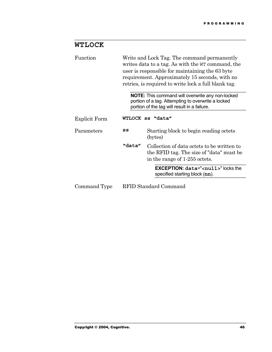 Wtlock | Cognitive Solutions Advantage RFID Thermal Printer User Manual | Page 51 / 80