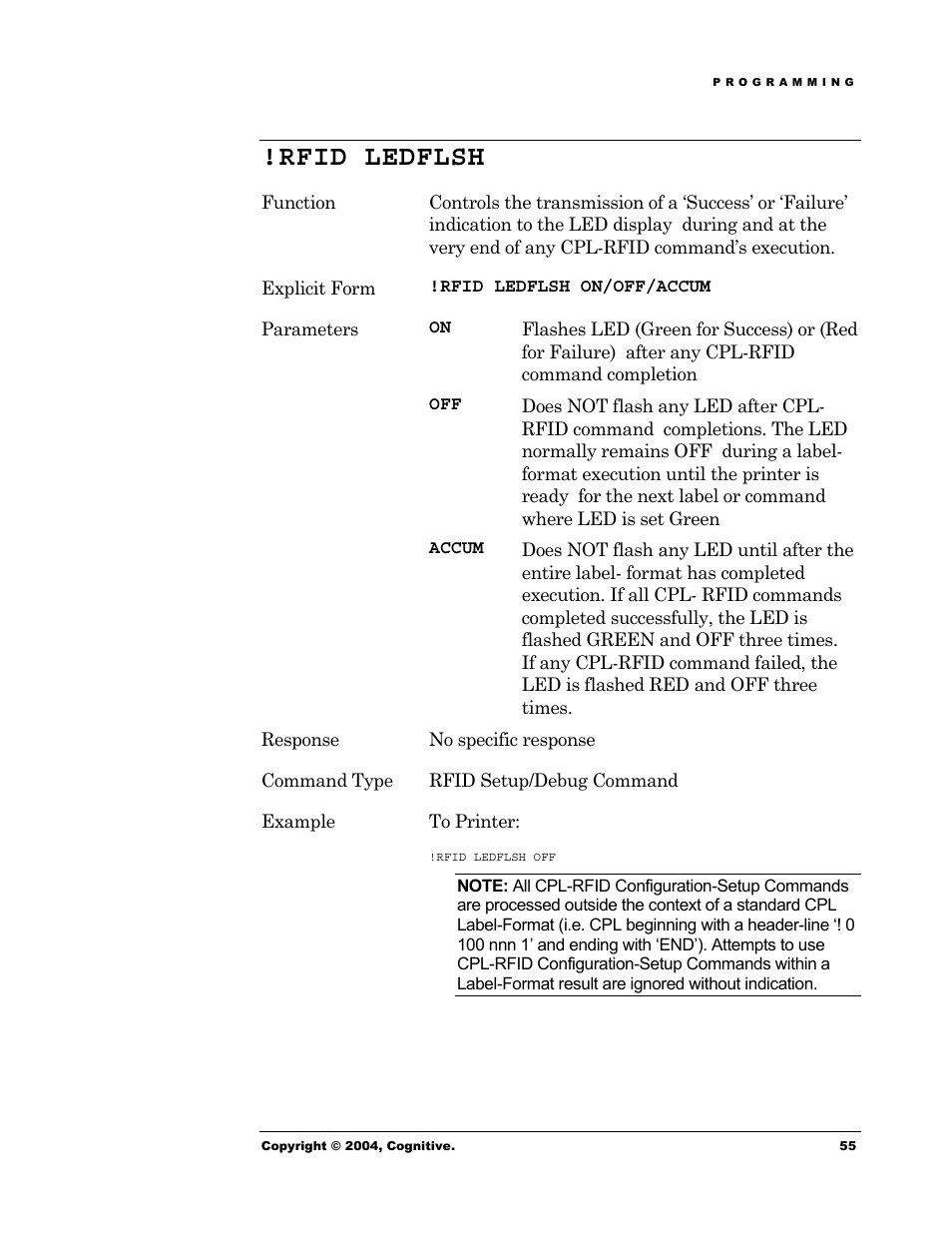 Rfid ledflsh | Cognitive Solutions Advantage RFID Thermal Printer User Manual | Page 60 / 80