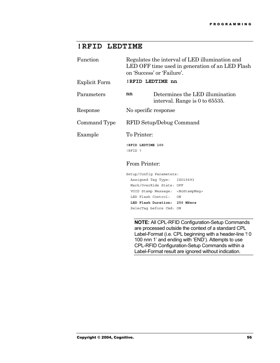 Rfid ledtime | Cognitive Solutions Advantage RFID Thermal Printer User Manual | Page 61 / 80