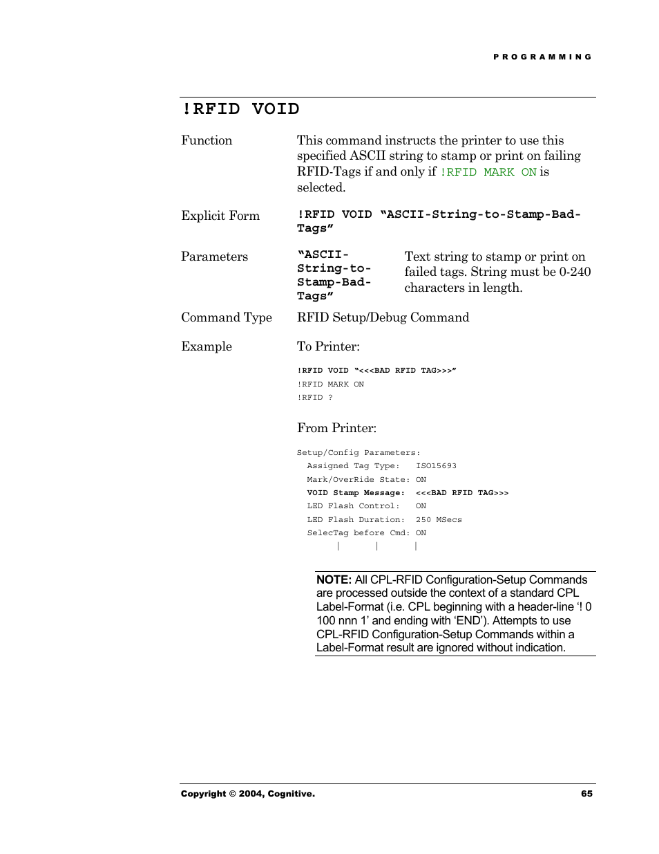 Rfid void | Cognitive Solutions Advantage RFID Thermal Printer User Manual | Page 70 / 80
