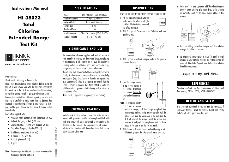 Hanna Instruments HI 38023 User Manual | 2 pages
