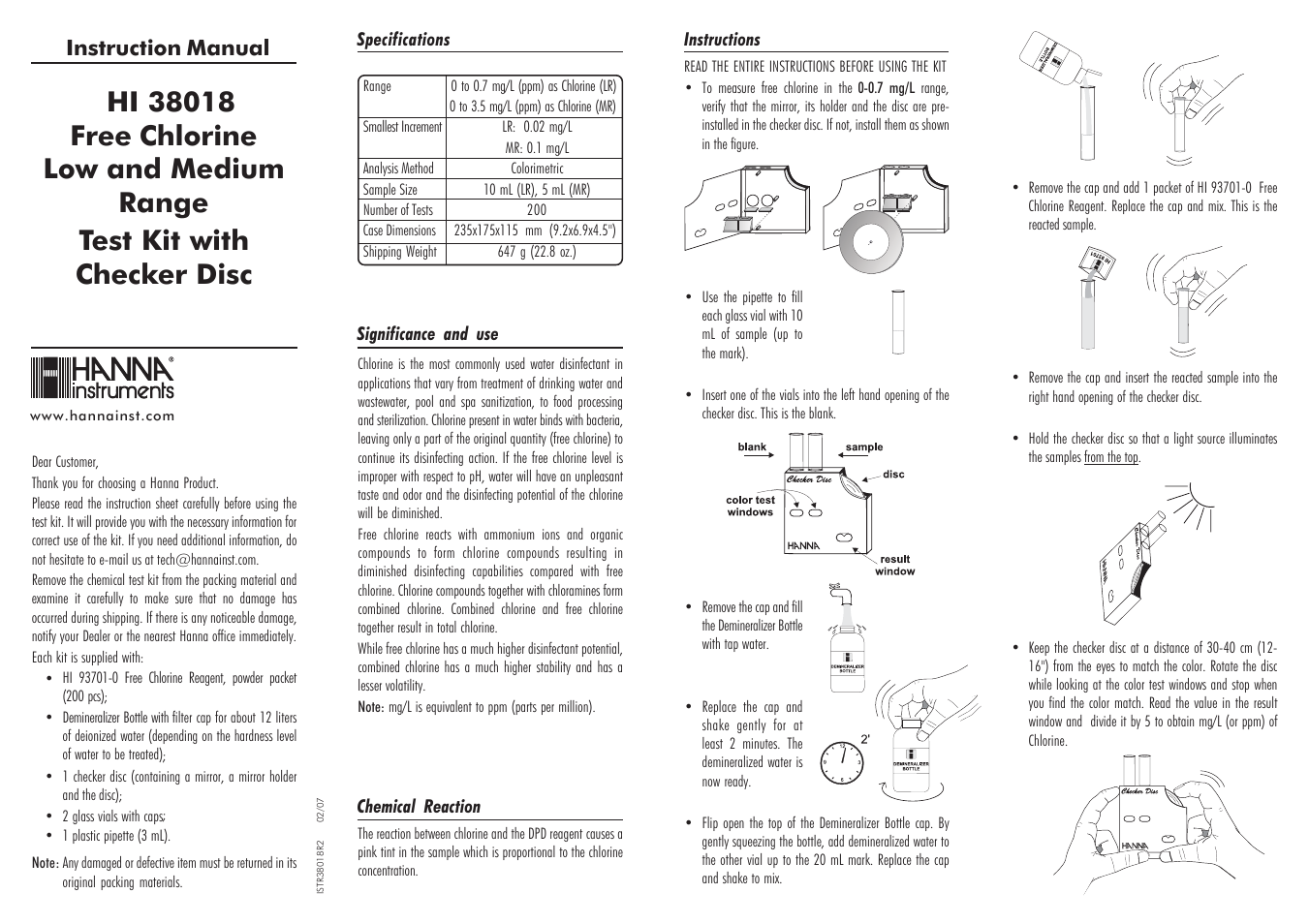 Hanna Instruments HI 38018 User Manual | 2 pages