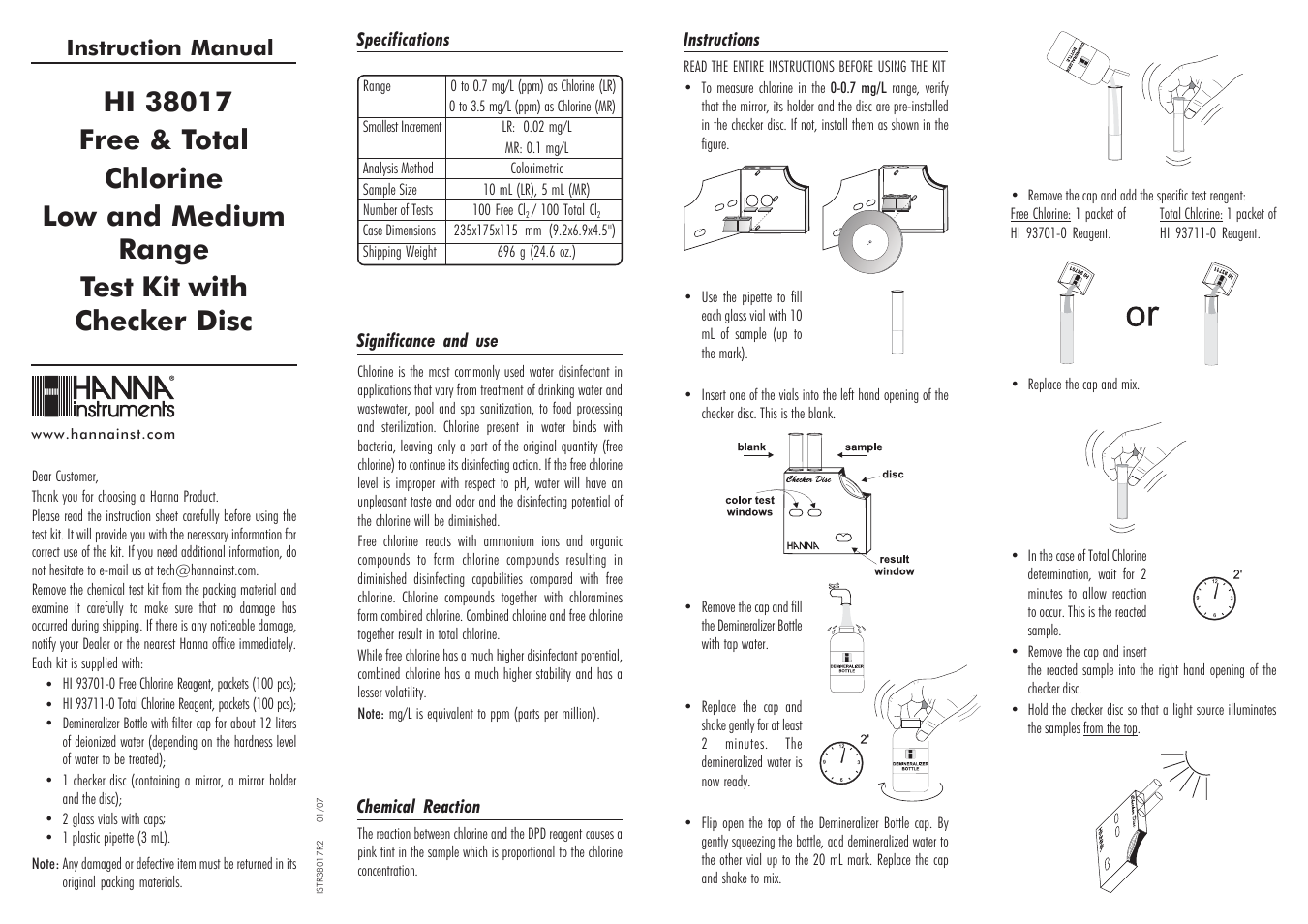 Hanna Instruments HI 38017 User Manual | 2 pages