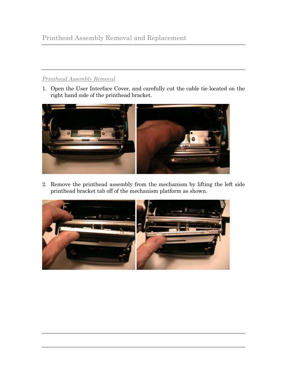 Printhead assembly removal and replacement | Cognitive Solutions C SERIES User Manual | Page 117 / 134