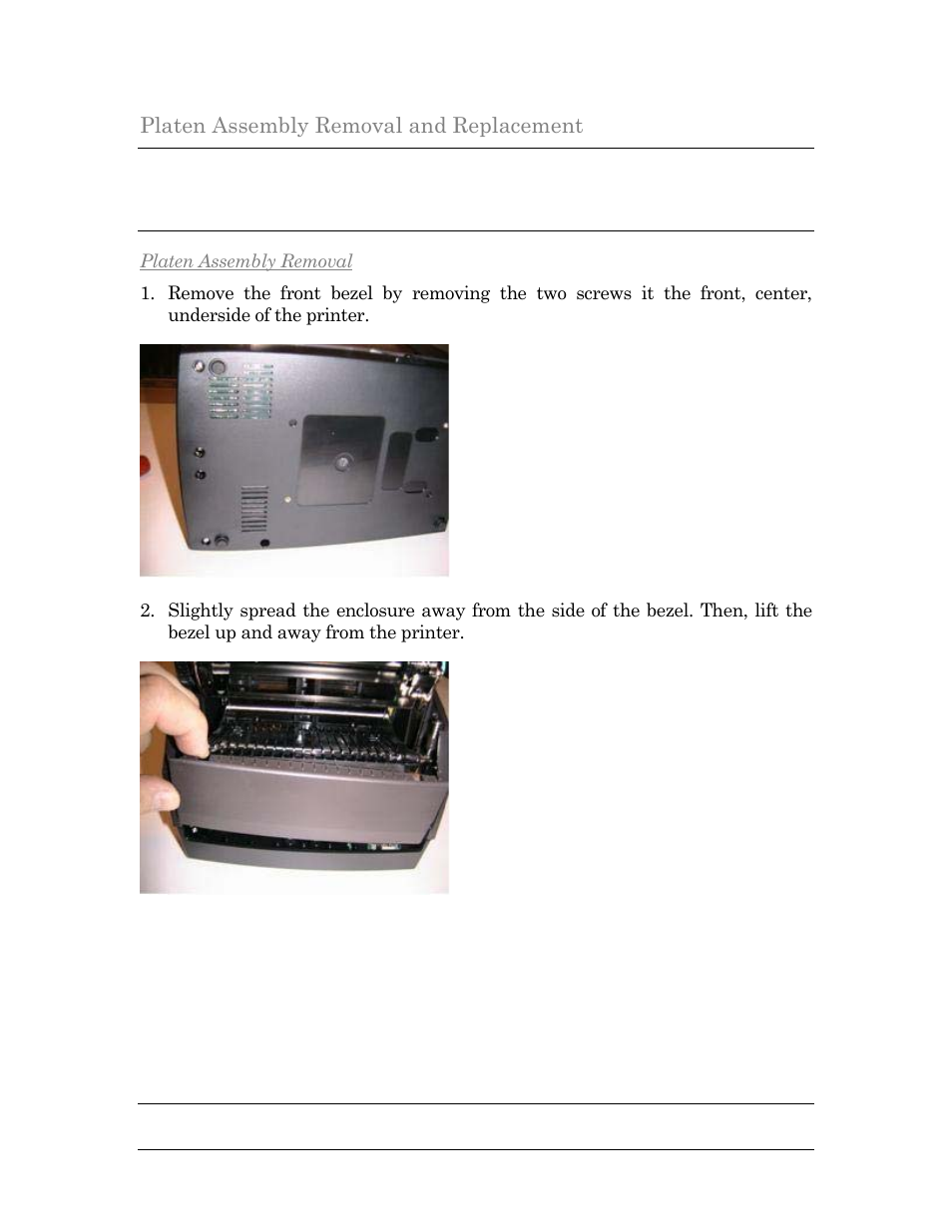 Platen assembly removal and replacement | Cognitive Solutions C SERIES User Manual | Page 122 / 134