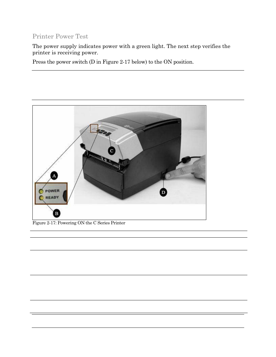 Printer power test | Cognitive Solutions C SERIES User Manual | Page 29 / 134