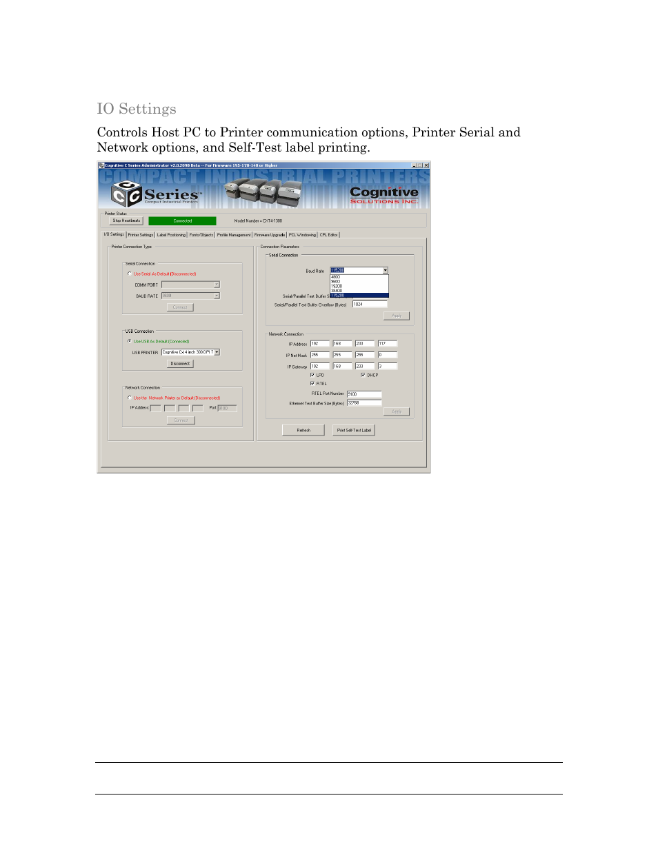 Io settings | Cognitive Solutions C SERIES User Manual | Page 65 / 134