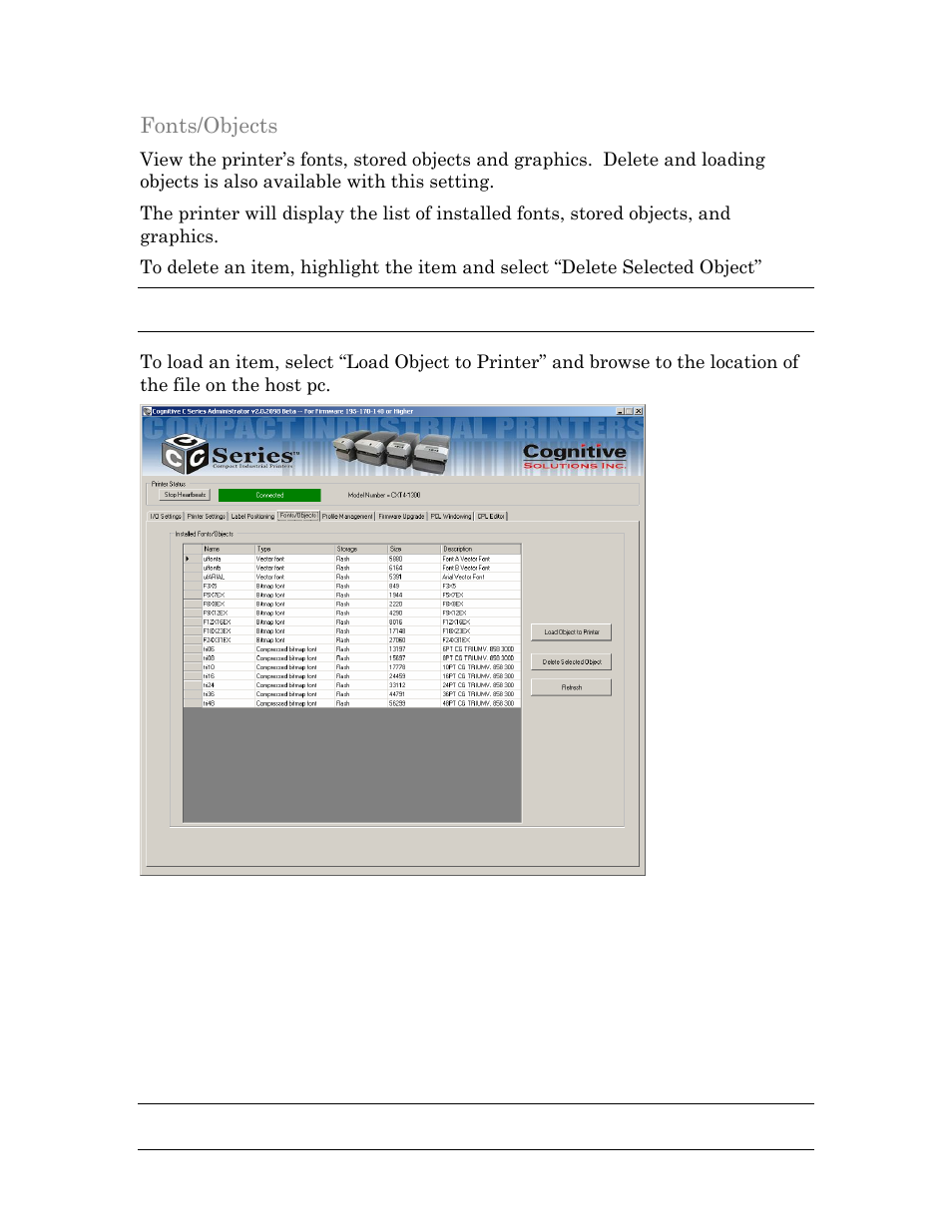 Fonts/objects | Cognitive Solutions C SERIES User Manual | Page 69 / 134