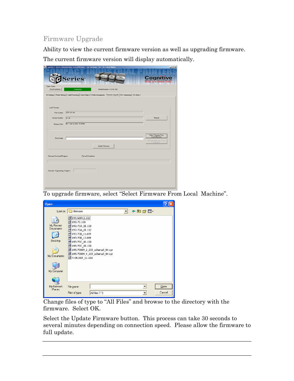 Firmware upgrade | Cognitive Solutions C SERIES User Manual | Page 71 / 134
