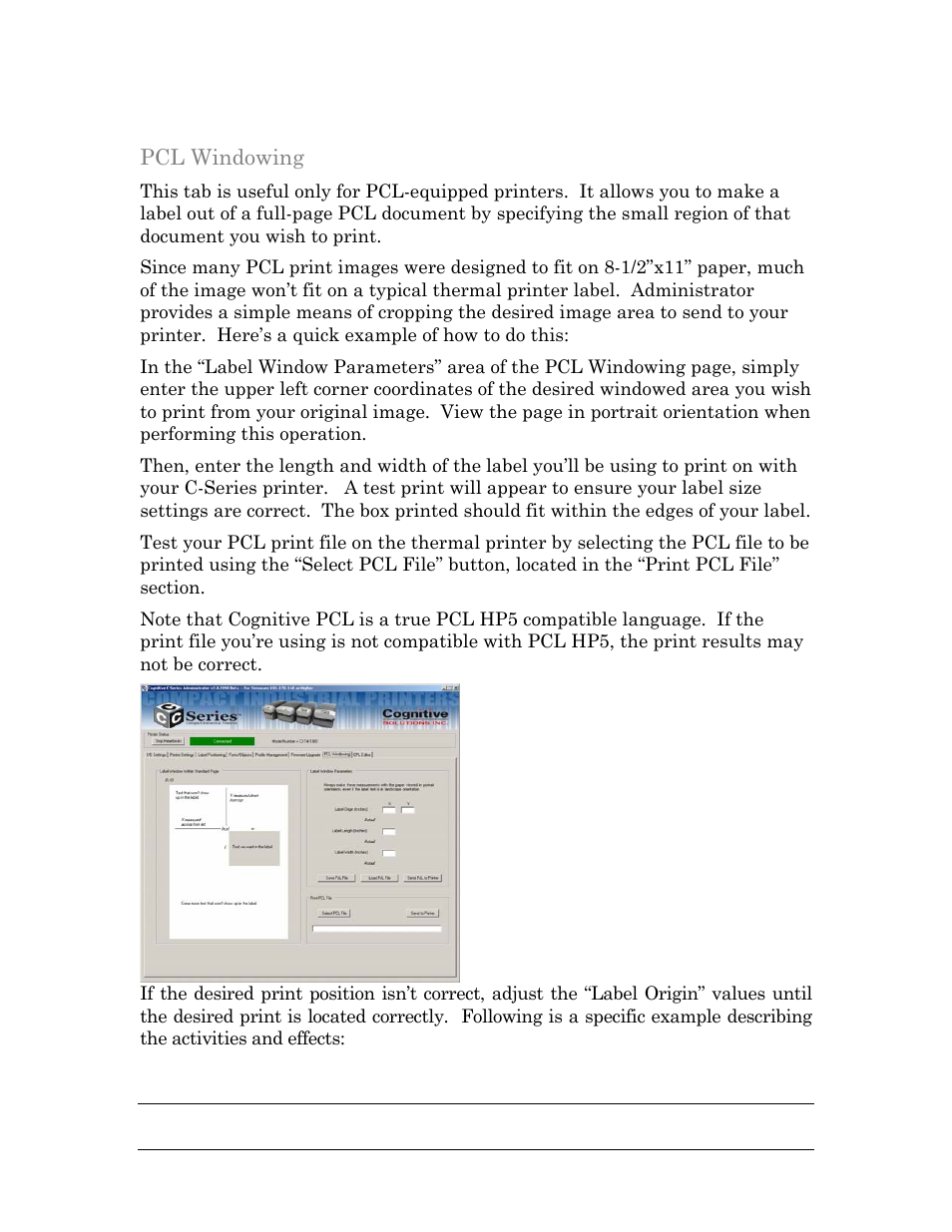 Pcl windowing | Cognitive Solutions C SERIES User Manual | Page 72 / 134