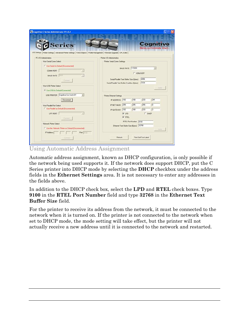 Using automatic address assignment | Cognitive Solutions C SERIES User Manual | Page 78 / 134