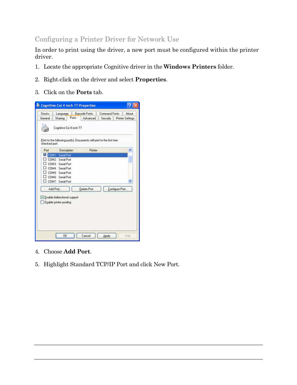 Configuring a printer driver for network use | Cognitive Solutions C SERIES User Manual | Page 80 / 134