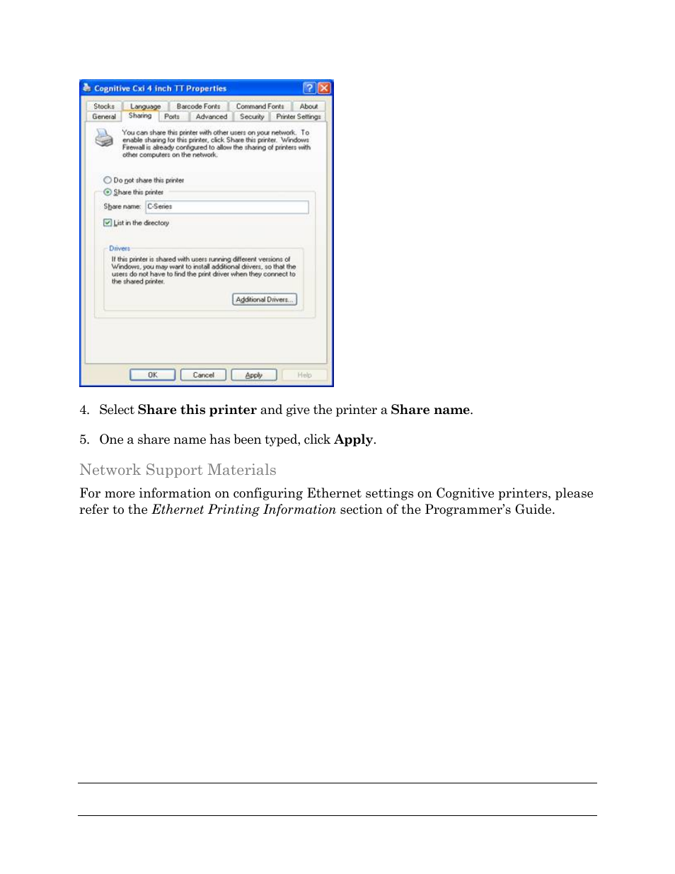 Network support materials | Cognitive Solutions C SERIES User Manual | Page 83 / 134