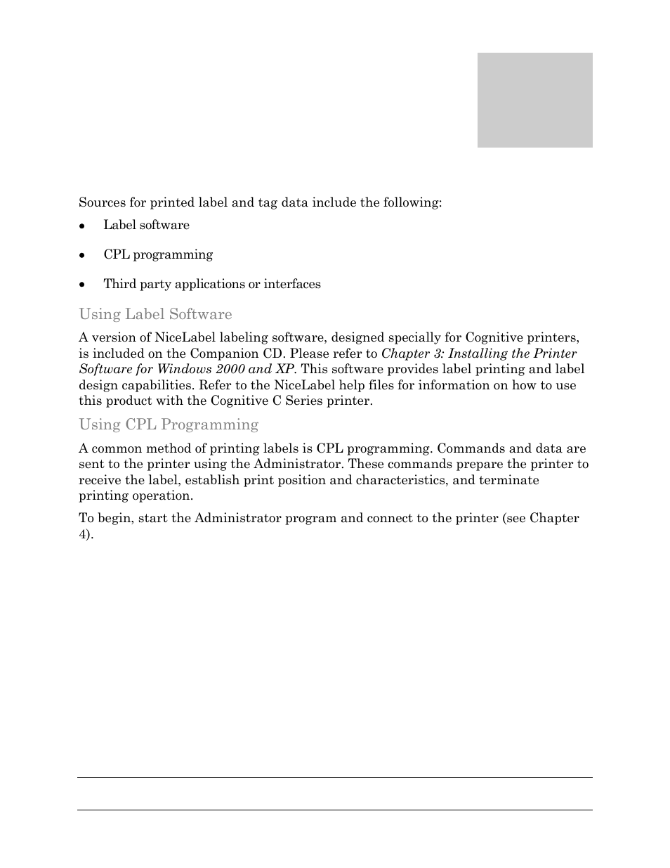 Chapter, Chapter 7: printing standard labels and tags | Cognitive Solutions C SERIES User Manual | Page 84 / 134