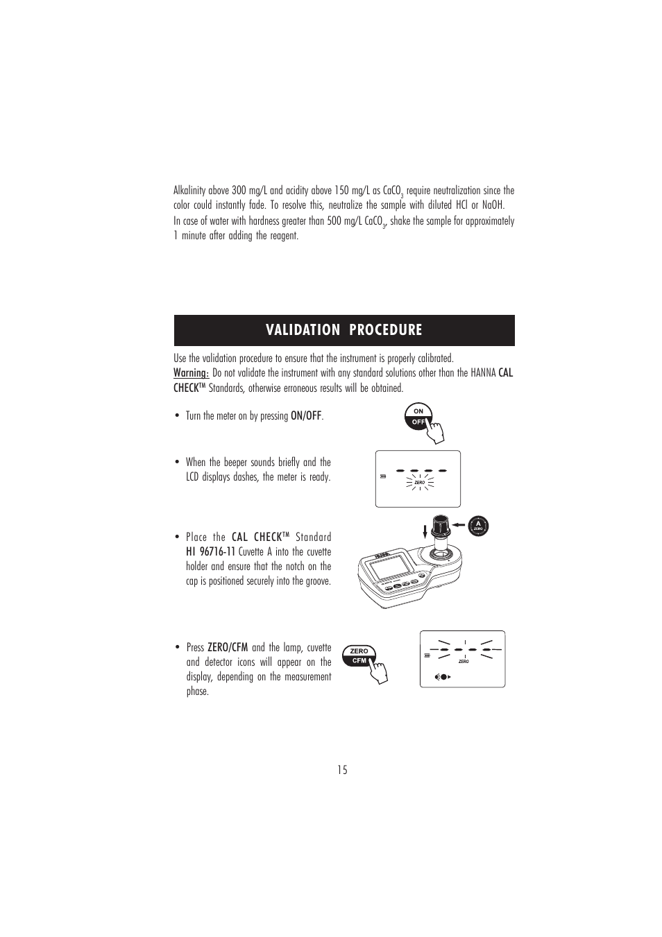 Validation procedure | Hanna Instruments HI 96716 User Manual | Page 15 / 24