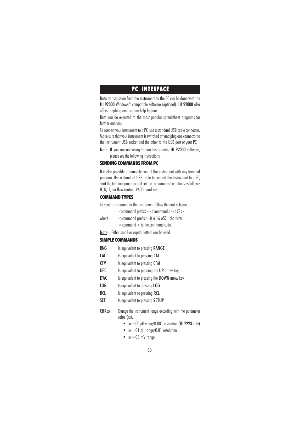 Hanna Instruments HI 2221 User Manual | Page 30 / 44