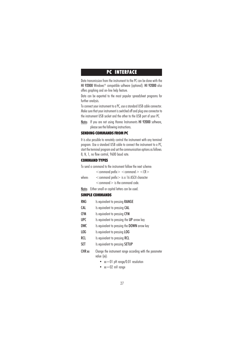 Hanna Instruments HI 2222 User Manual | Page 27 / 40