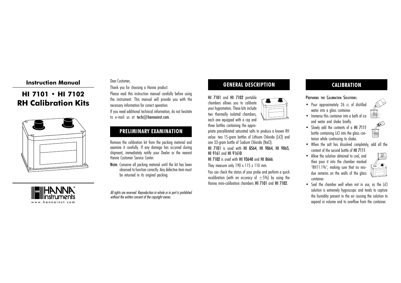 Hanna Instruments HI 7101 User Manual | 2 pages