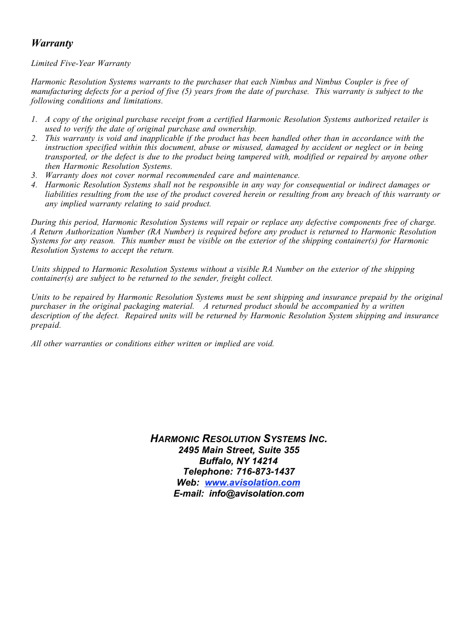 Harmonic Resolution Systems Nimbus Products User Manual | Page 2 / 2