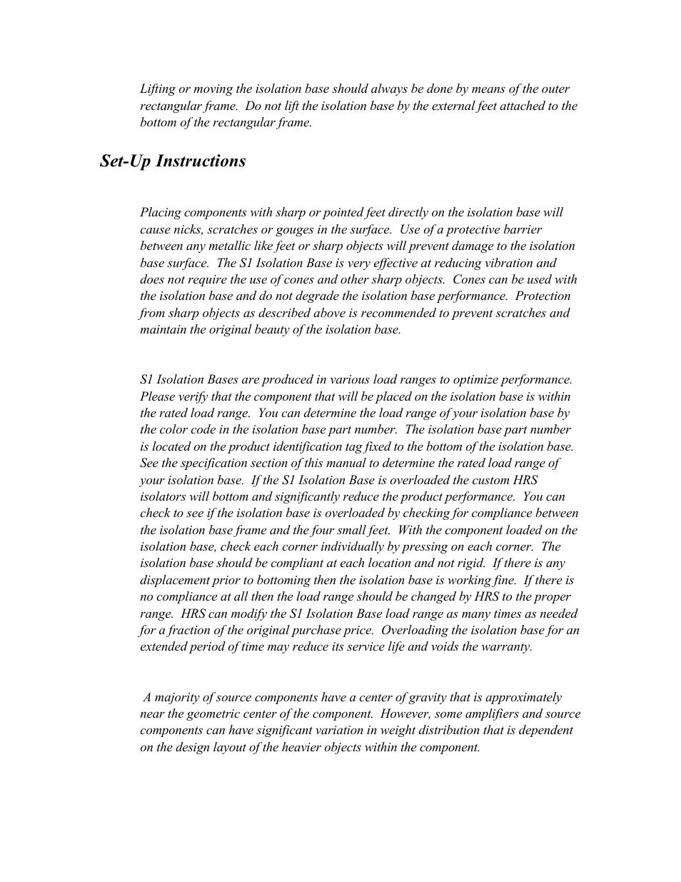 Set-up instructions | Harmonic Resolution Systems S1 Isolation Base User Manual | Page 3 / 8