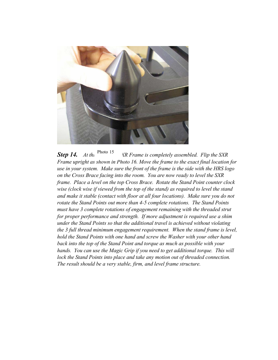 Harmonic Resolution Systems SXR Audio Stand User Manual | Page 15 / 20