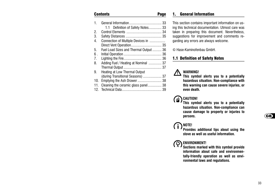 General information, 1 definition of safety notes | Hase Cartago User Manual | Page 33 / 48