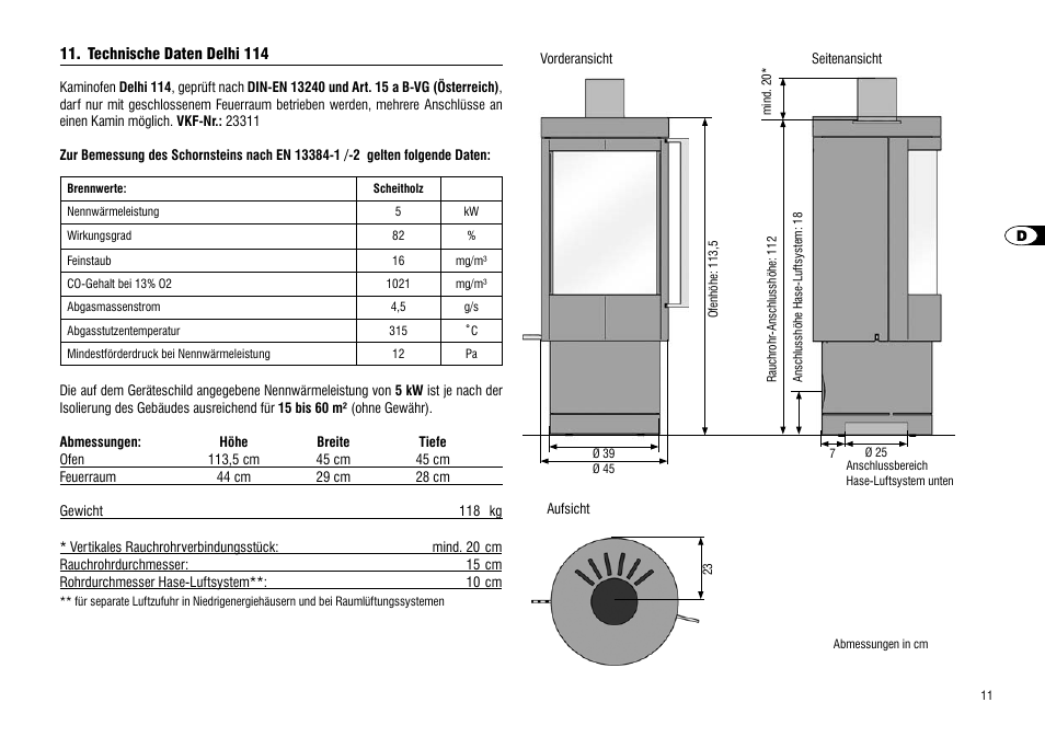 Technische daten delhi 114 | Hase Delhi User Manual | Page 11 / 60