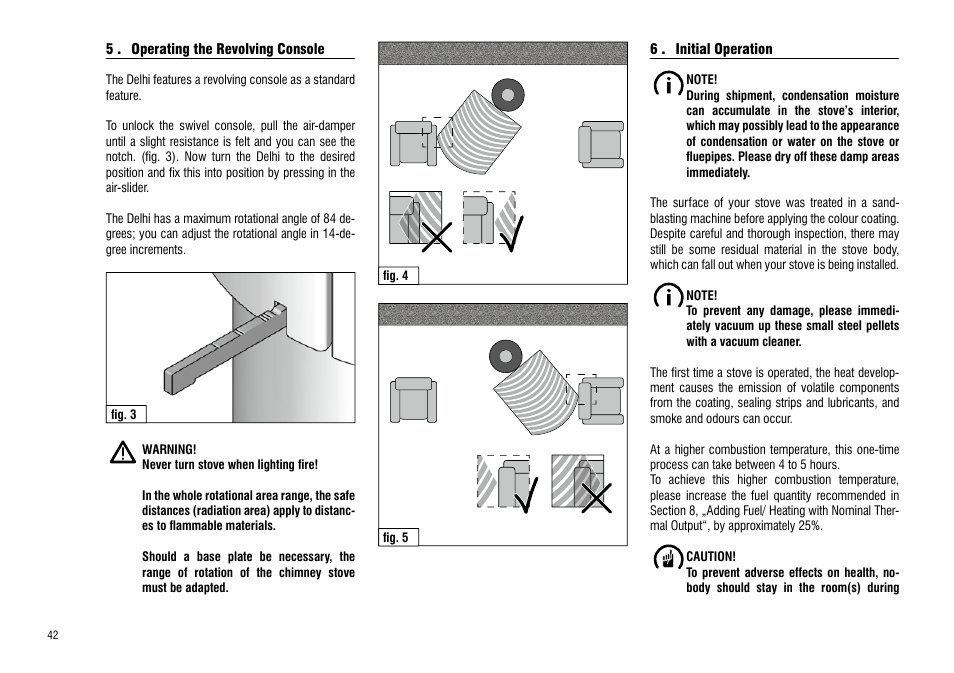 5 . operating the revolving console, 6 . initial operation | Hase Delhi User Manual | Page 42 / 60