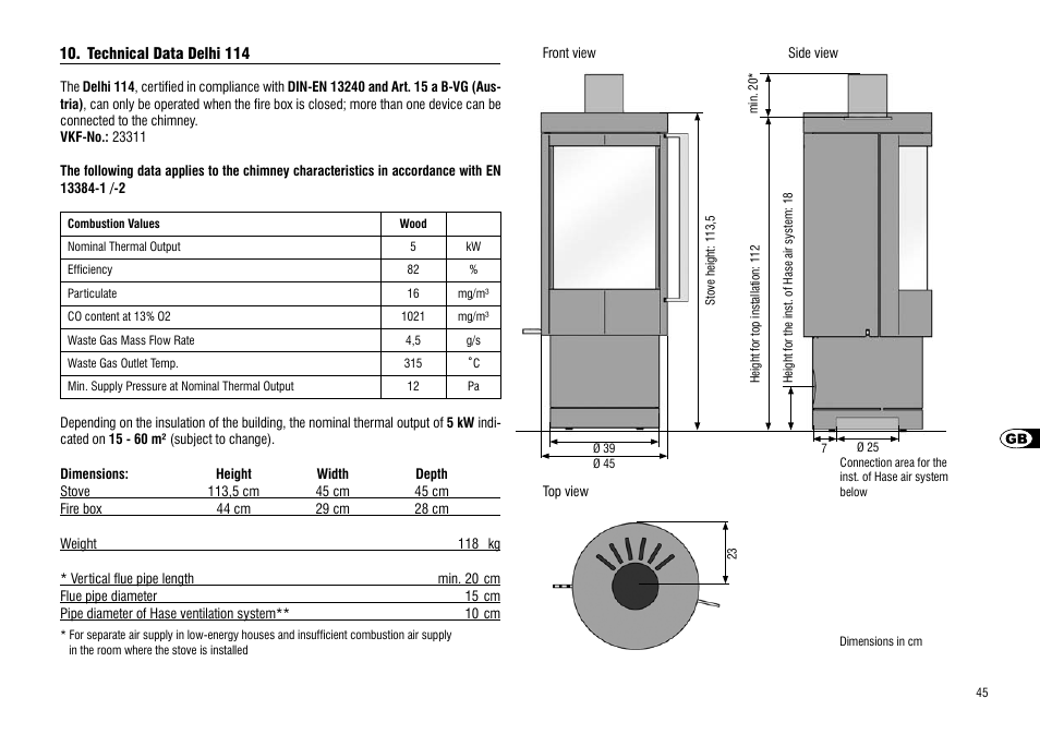 Technical data delhi 114 | Hase Delhi User Manual | Page 45 / 60