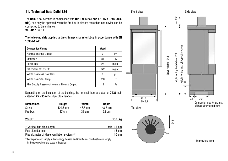 Technical data delhi 124 | Hase Delhi User Manual | Page 46 / 60