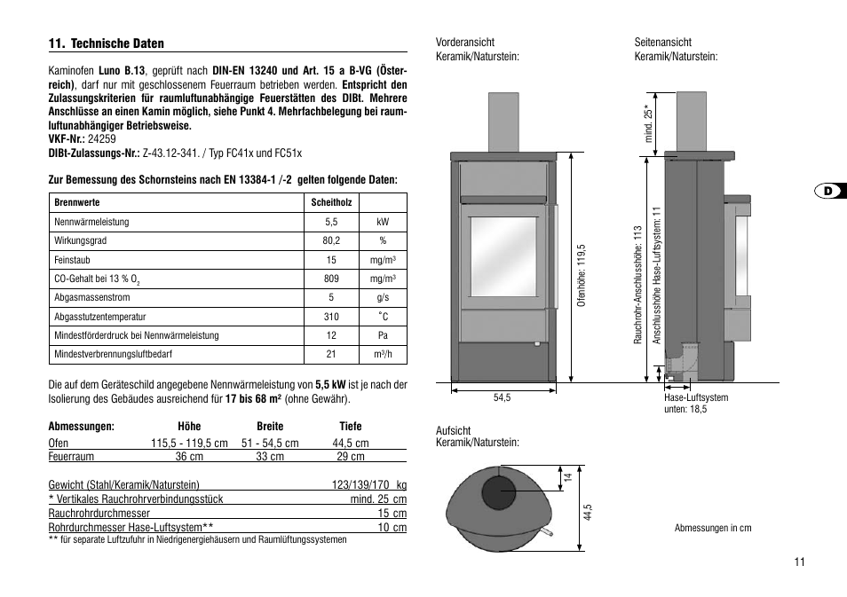 Technische daten | Hase Luno User Manual | Page 11 / 56