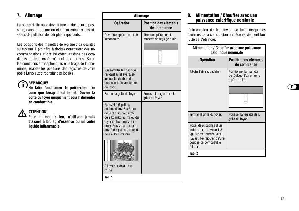 Allumage, Alimentation / chauffer avec une, Puissance calorifique nominale | Allumage 8. alimentation / chauffer avec une | Hase Luno User Manual | Page 19 / 56