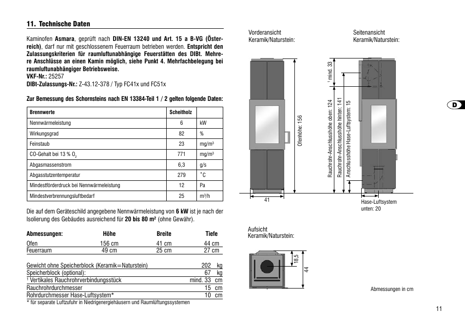 Technische daten | Hase Asmara User Manual | Page 11 / 48