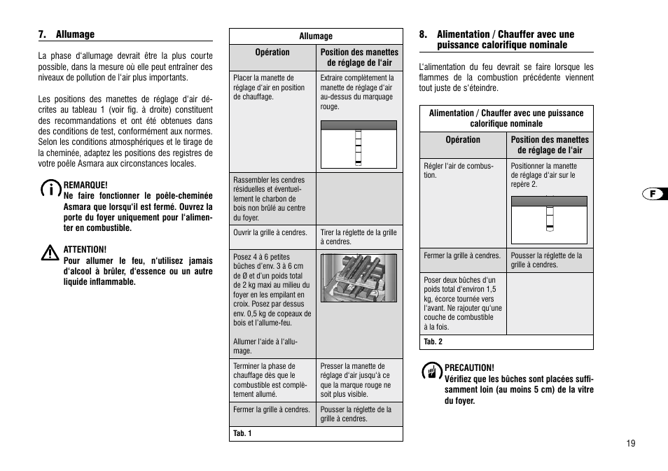 Allumage, Alimentation / chauffer avec une, Puissance calorifique nominale | Allumage 8. alimentation / chauffer avec une | Hase Asmara User Manual | Page 19 / 48
