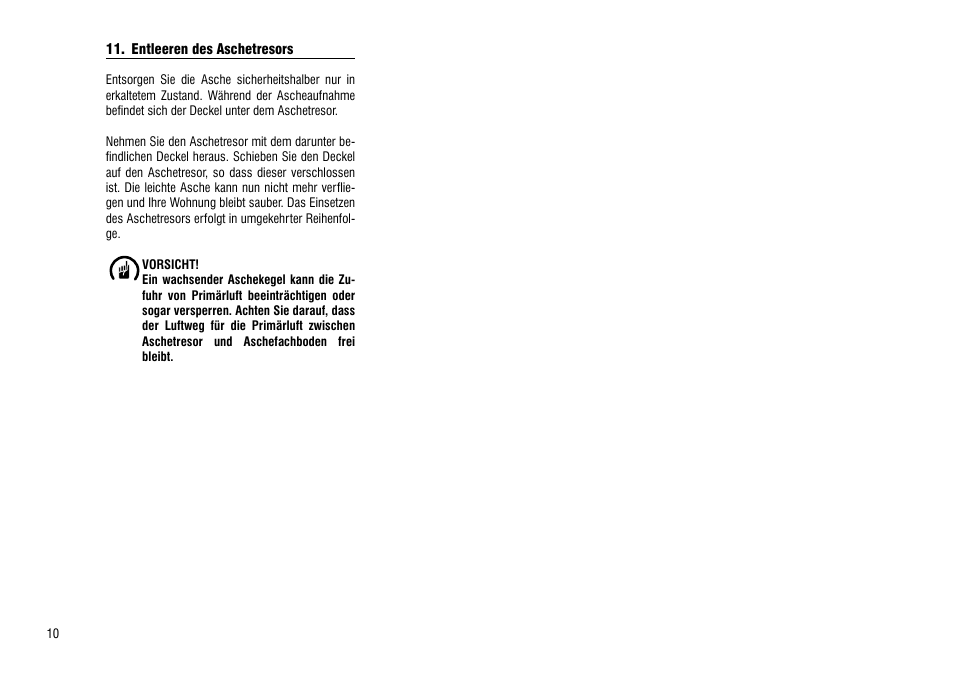 Entleeren des aschetresors | Hase Como User Manual | Page 10 / 48