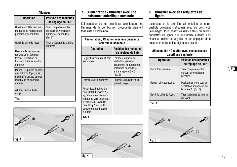 Alimentation / chauffer avec une, Puissance calorifique nominale, Chauffer avec des briquettes de lignite | Hase Como User Manual | Page 19 / 48