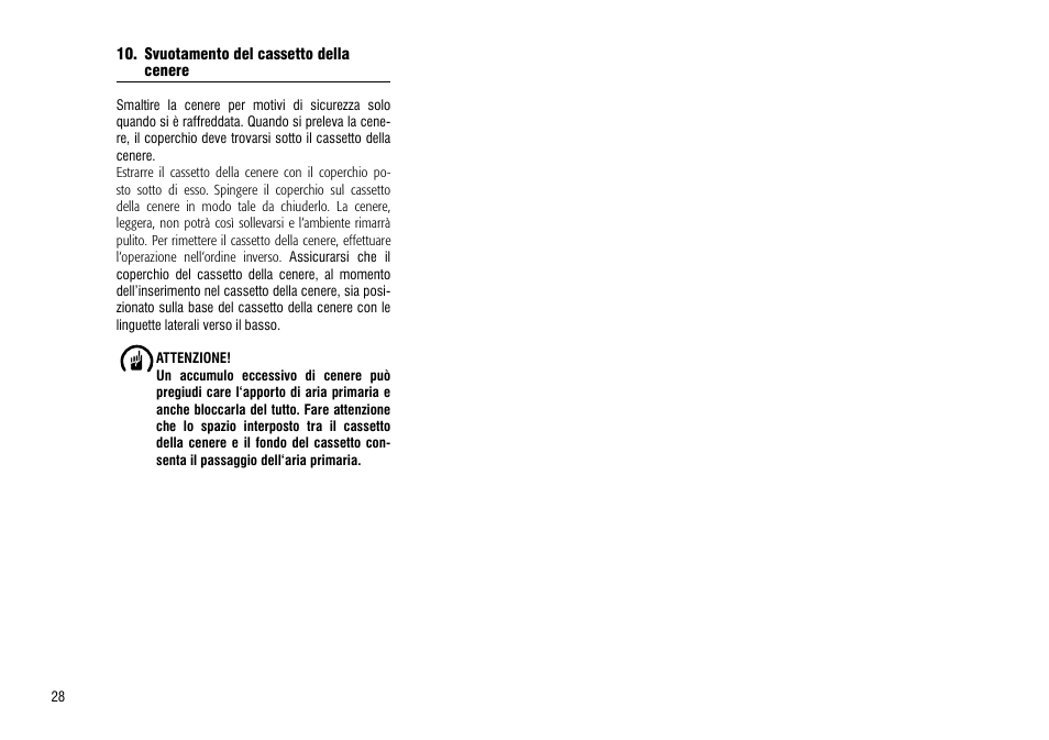 Svuotamento del cassetto della cenere | Hase Como User Manual | Page 28 / 48