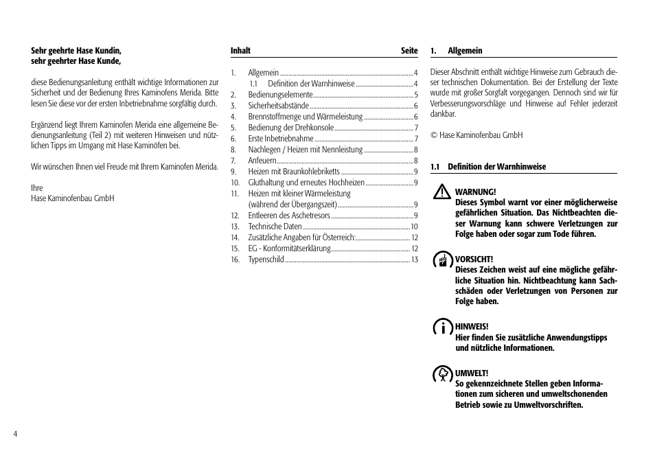 Hase Merida User Manual | Page 4 / 48