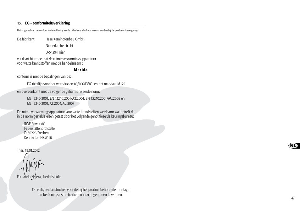 Hase Merida User Manual | Page 47 / 48