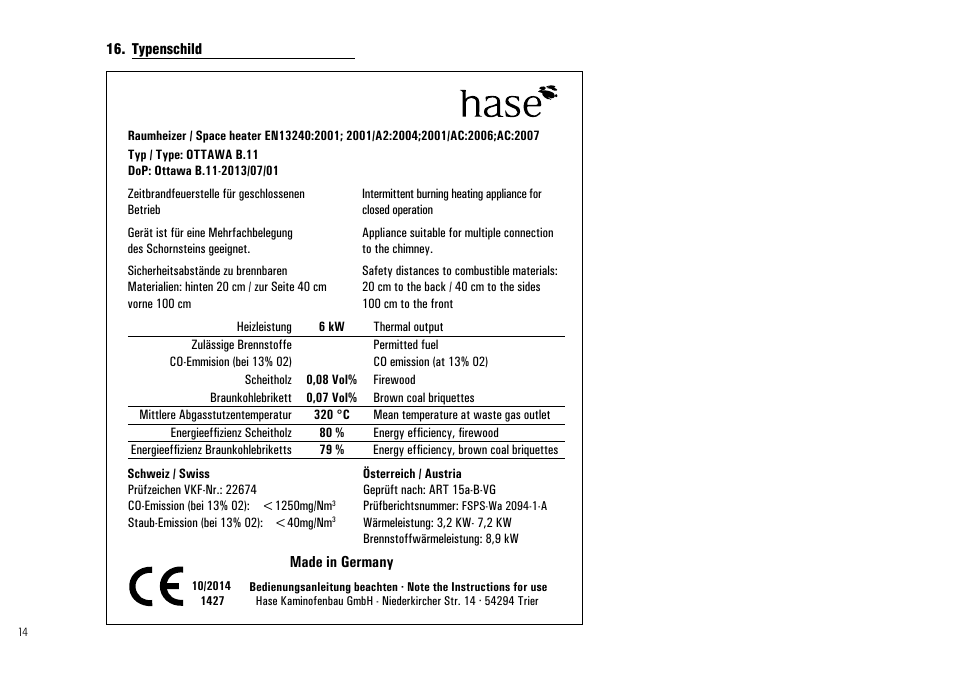 Hase Ottawa User Manual | Page 14 / 56