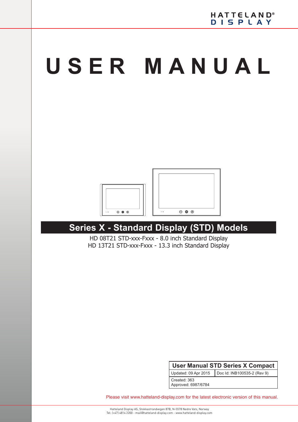 Hatteland Display 13 inch - HD 13T21 STD (Widescreen) User Manual | 50 pages
