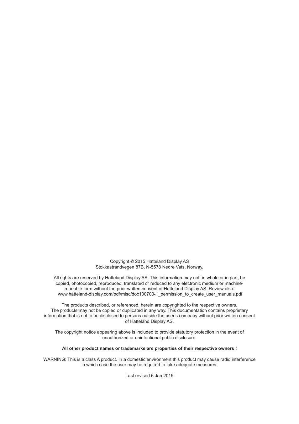 Hatteland Display 13 inch - HD 13T21 STD (Widescreen) User Manual | Page 2 / 50