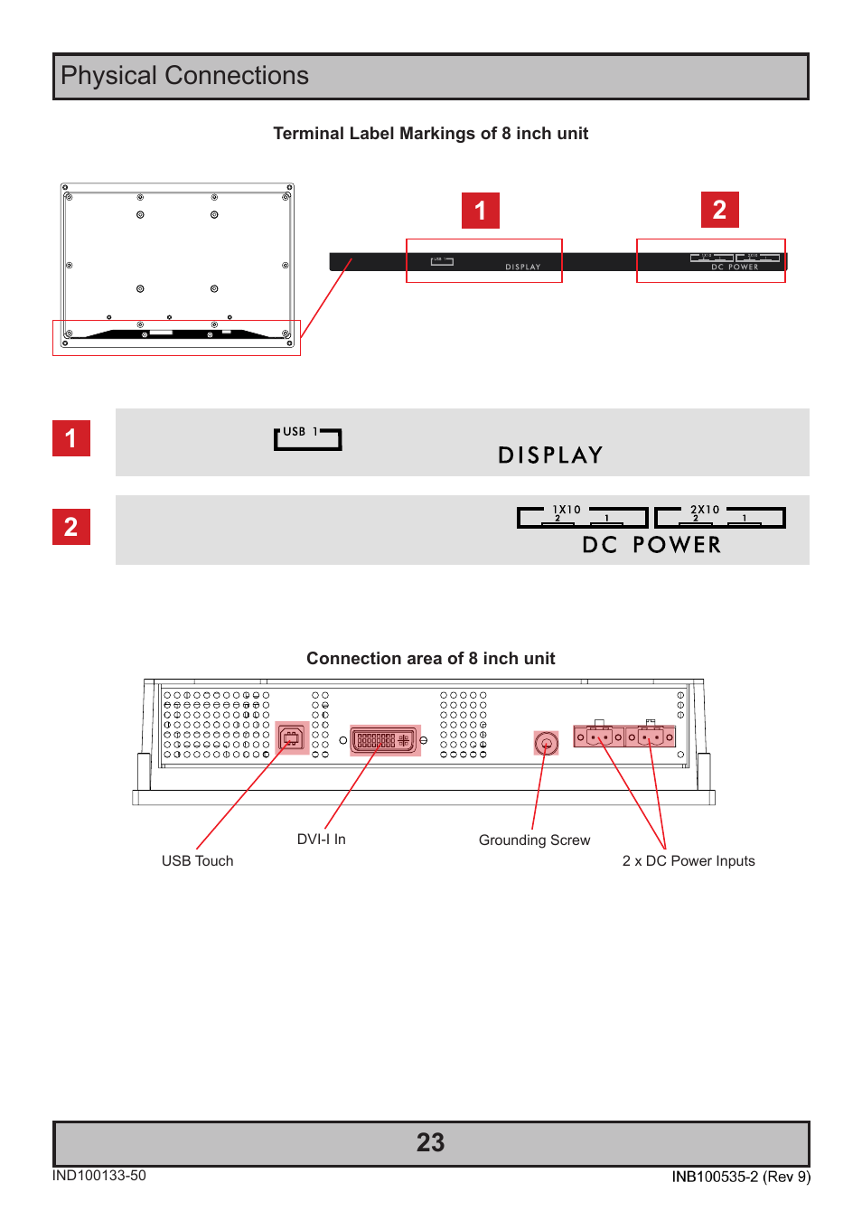 Physical connections | Hatteland Display 13 inch - HD 13T21 STD (Widescreen) User Manual | Page 23 / 50