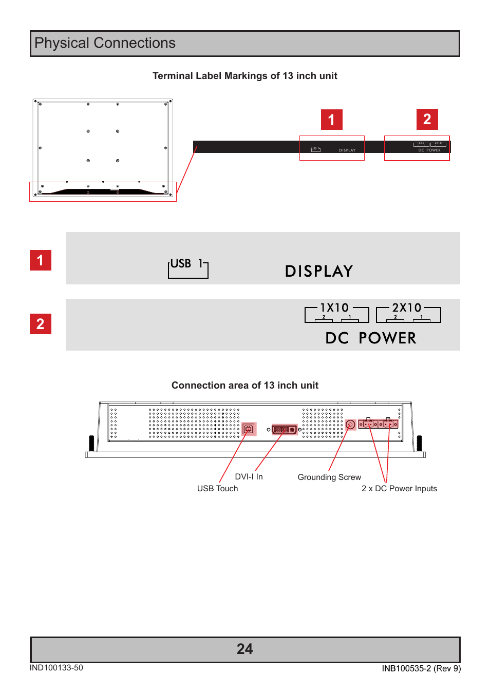 Physical connections 24 | Hatteland Display 13 inch - HD 13T21 STD (Widescreen) User Manual | Page 24 / 50