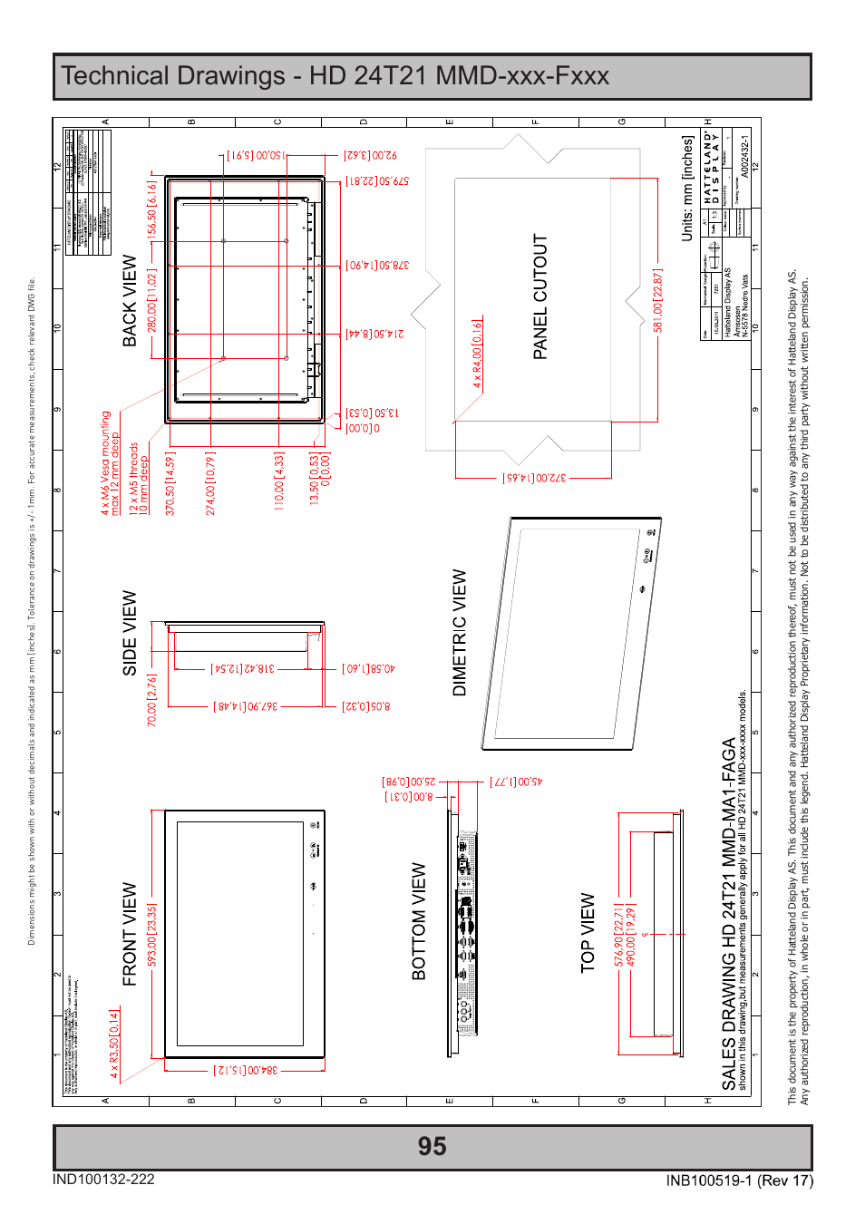 Technical drawings - hd 24t21 mmd-xxx-fxxx | Hatteland Display 26 inch - HD 26T21 MMD (Widescreen, Touch Screen) User Manual | Page 95 / 134