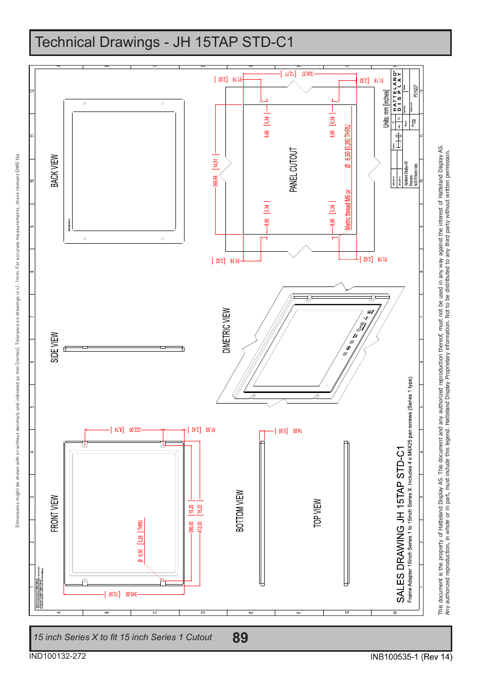 Technical drawings - jh 15tap std-c1 | Hatteland Display 26 inch - HD 26T21 STD (Widescreen) User Manual | Page 89 / 108