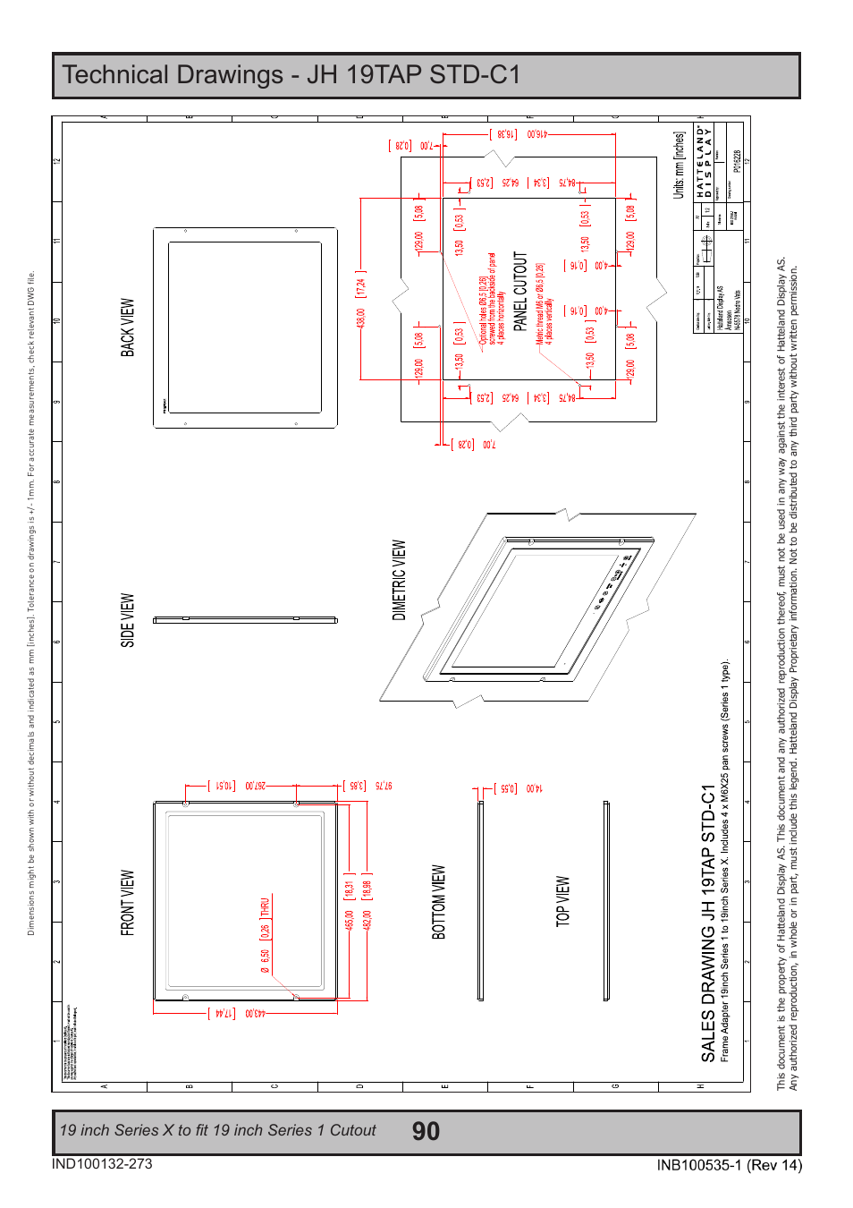 Technical drawings - jh 19tap std-c1 | Hatteland Display 26 inch - HD 26T21 STD (Widescreen) User Manual | Page 90 / 108