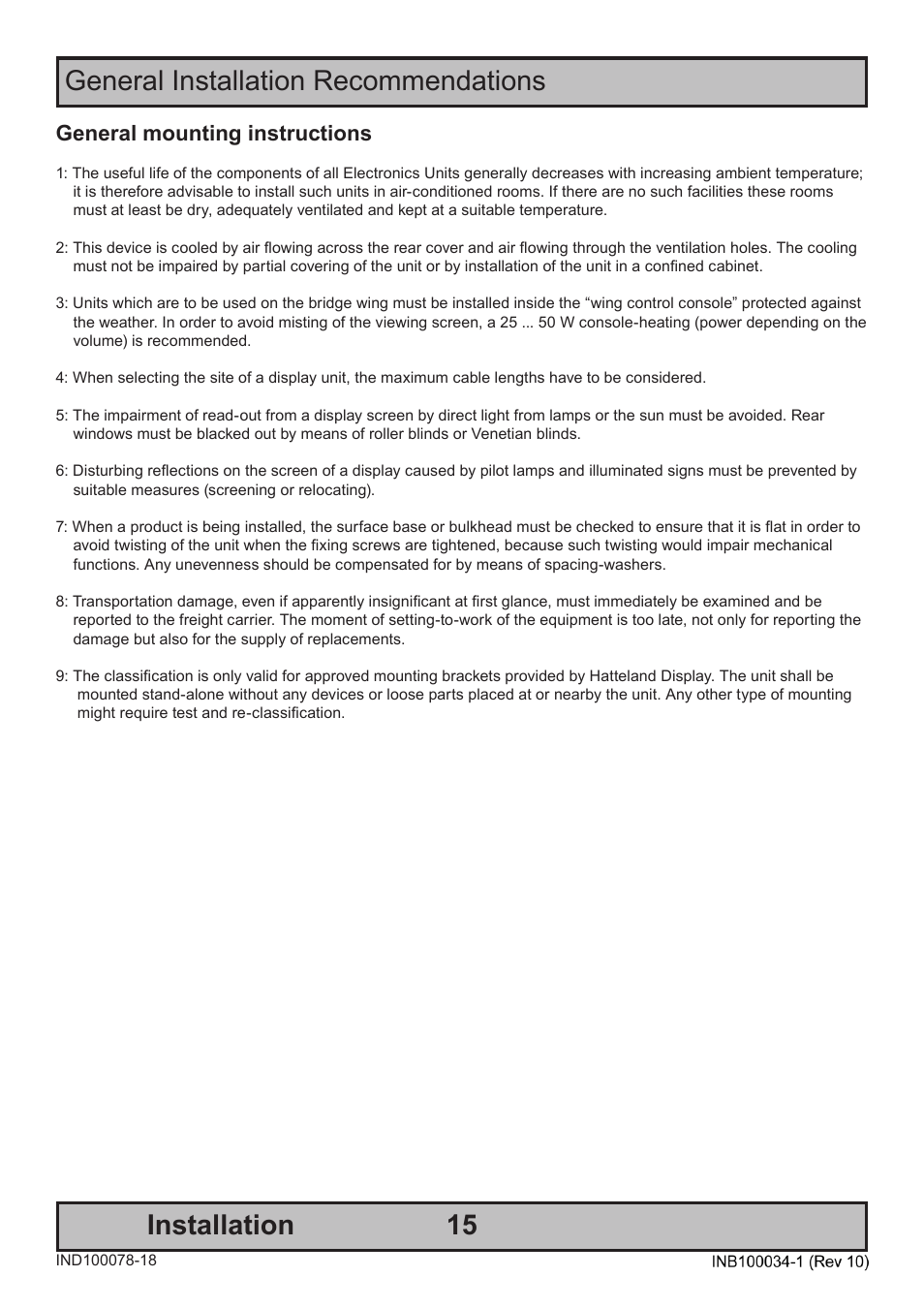 General installation recommendations installation, General mounting instructions | Hatteland Display 20 inch - HM 20T07 CMD User Manual | Page 15 / 76