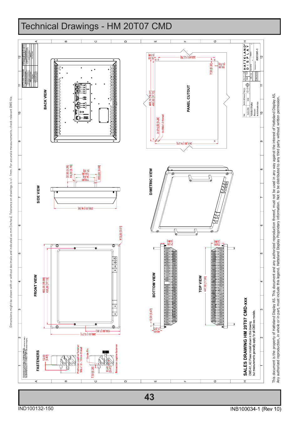 Technical drawings - hm 20t07 cmd | Hatteland Display 20 inch - HM 20T07 CMD User Manual | Page 43 / 76